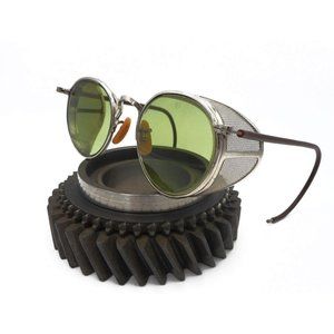 Antique Bausch and Lomb Green Mesh Goggles Sunglasses Vtg Old BL Safety Glasses